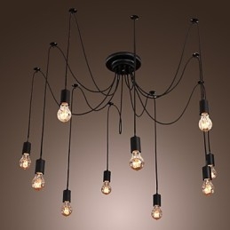 Lustre design vintage, ampoules incluses, suspension Living 10 lumières