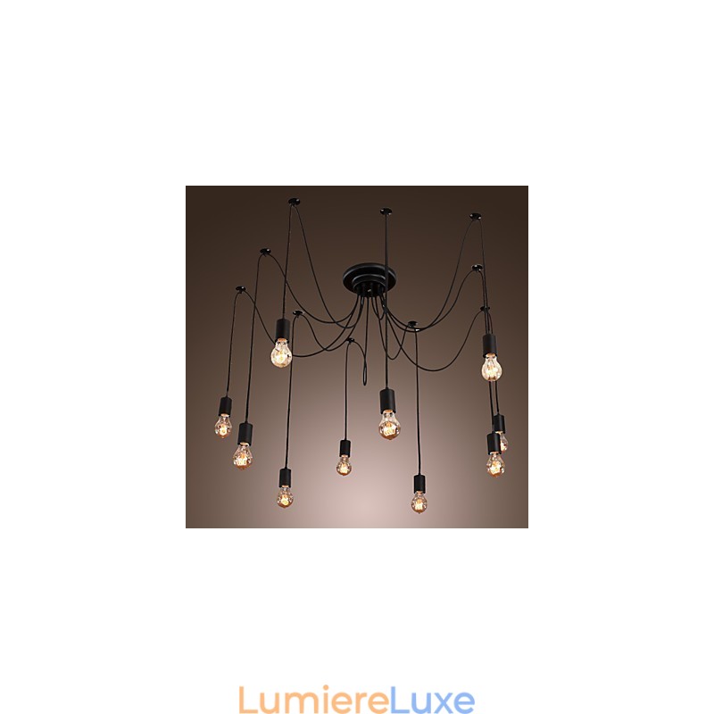 Lustre design vintage, ampoules incluses, suspension Living 10 lumières