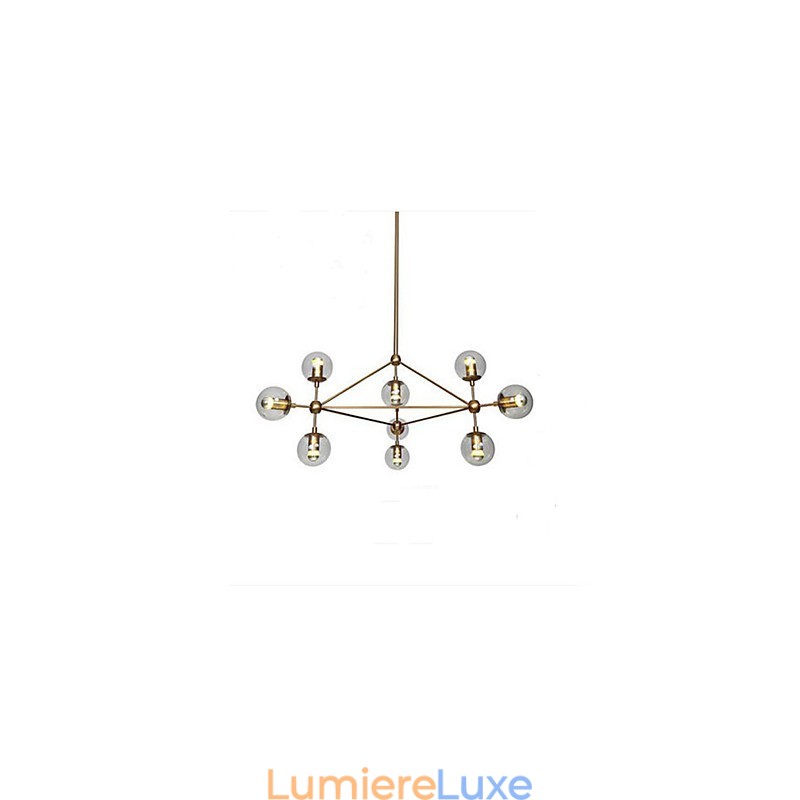 Lustre Golden Beans à 10 lumières avec abat-jour en verre