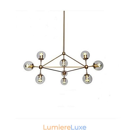 Lustre Golden Beans à 10 lumières avec abat-jour en verre Lustre Golden Beans à 10 lumières avec abat-jour en verre