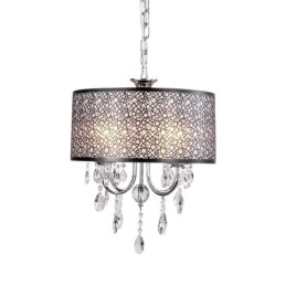 Lustre traditionnel classique en cristal et métal chromé