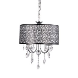 Lustre traditionnel classique en cristal et métal chromé