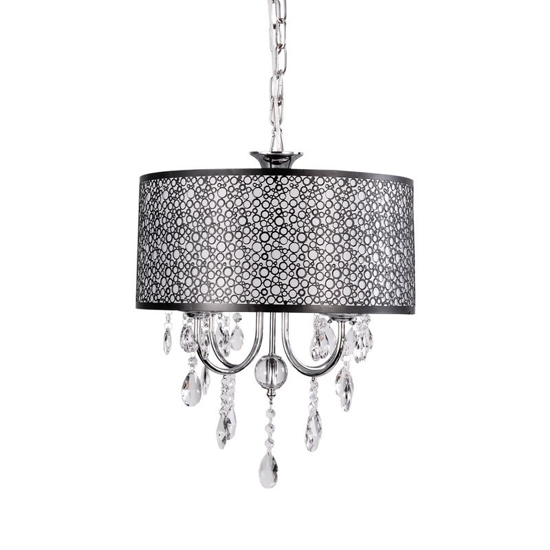 Lustre traditionnel classique en cristal et métal chromé