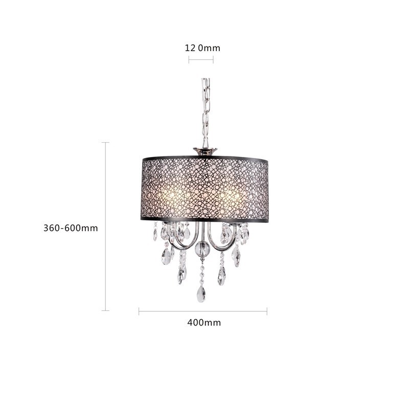 Lustre traditionnel classique en cristal et métal chromé