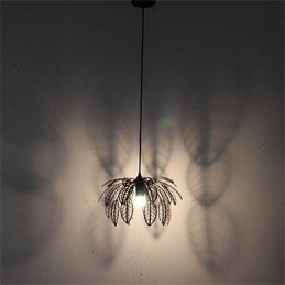 Lustre simple en fer rétro à tête unique en forme de feuille