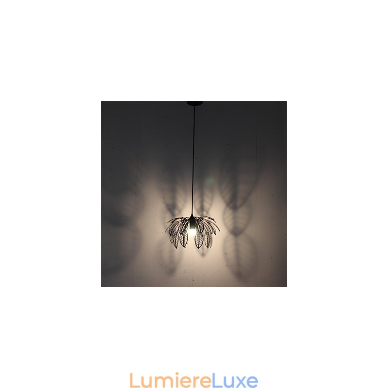 Lustre simple en fer rétro à tête unique en forme de feuille