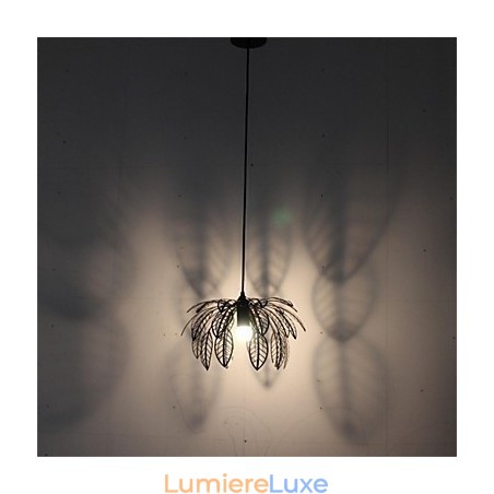 Lustre simple en fer rétro à tête unique en forme de feuille Lustre simple en fer rétro à tête unique en forme de feuille
