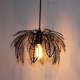 Lustre simple en fer rétro à tête unique en forme de feuille