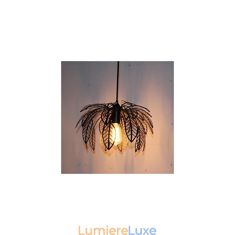 Lustre simple en fer rétro à tête unique en forme de feuille