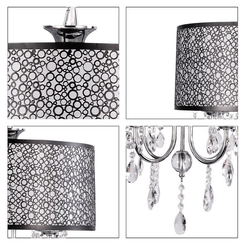 Lustre traditionnel classique en cristal et métal chromé