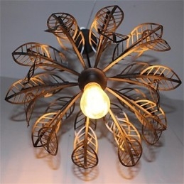 Lustre simple en fer rétro à tête unique en forme de feuille