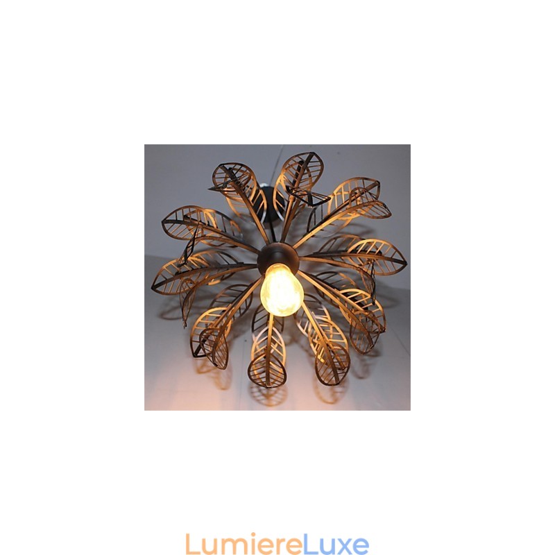 Lustre simple en fer rétro à tête unique en forme de feuille