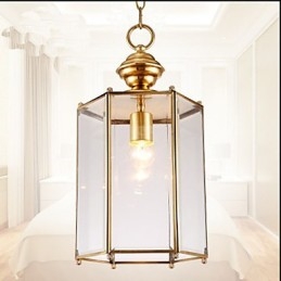 Suspension Country américaine de petite taille, tout en cuivre et verre simple