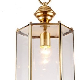 Suspension Country américaine de petite taille, tout en cuivre et verre simple