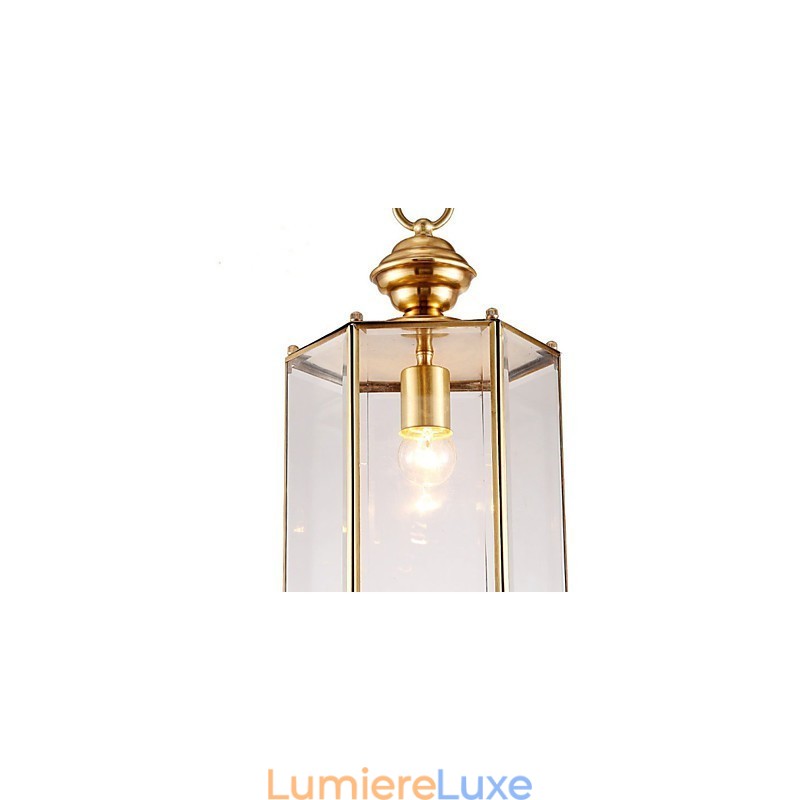 Suspension Country américaine de petite taille, tout en cuivre et verre simple