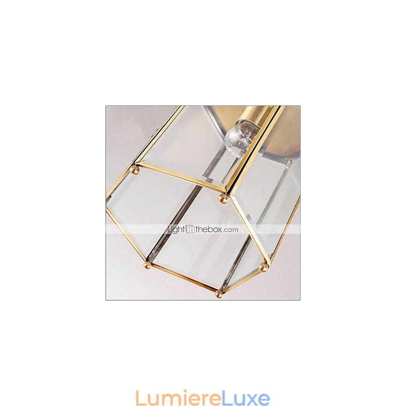 Suspension Country américaine de petite taille, tout en cuivre et verre simple