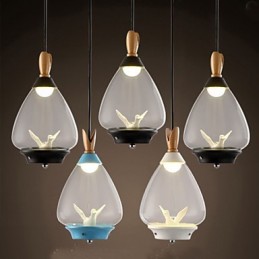 Pendentif petit oiseau en verre à tête unique