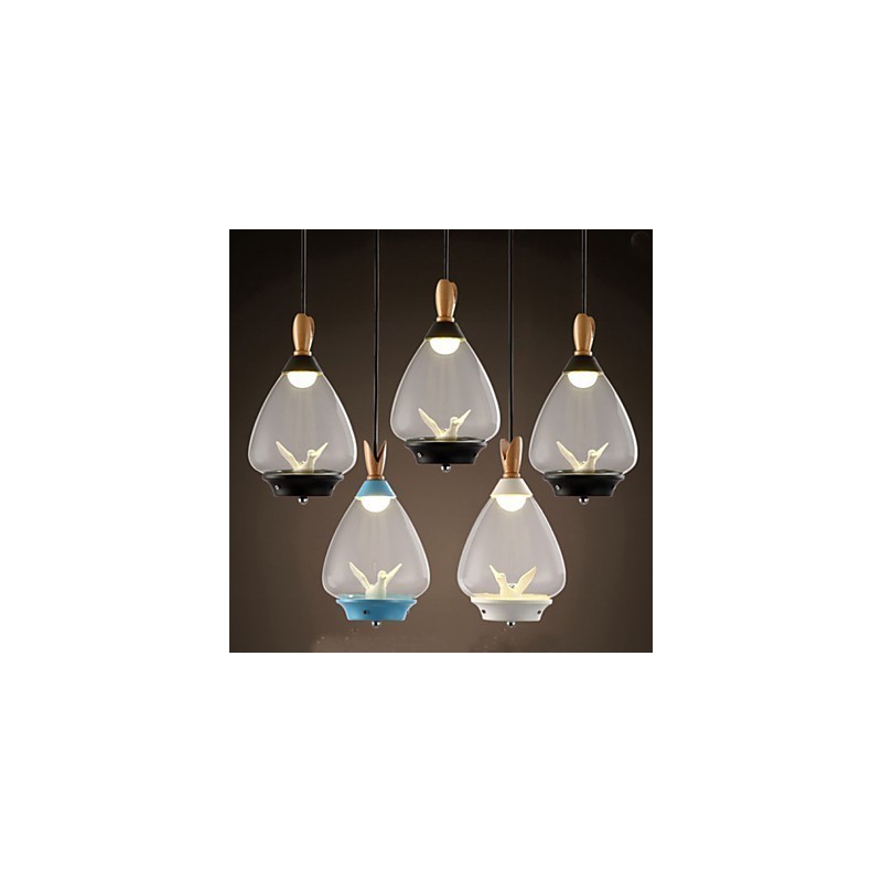 Pendentif petit oiseau en verre à tête unique