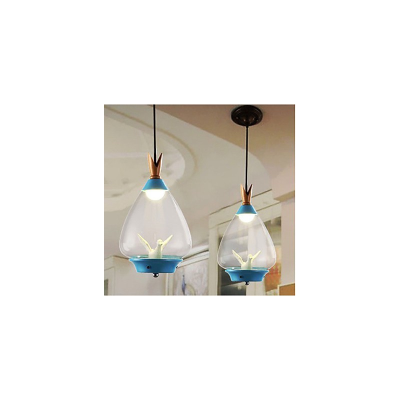 Pendentif petit oiseau en verre à tête unique