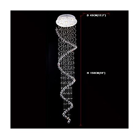 Lustre suspendu en cristal à 5 lumières, design argenté, cristal transparent K9, hélice Lustre suspendu en cristal à 5 lumières, design argenté, cristal transparent K9, hélice