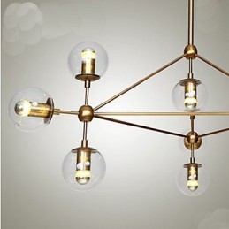 Lustre Golden Beans à 10 lumières avec abat-jour en verre
