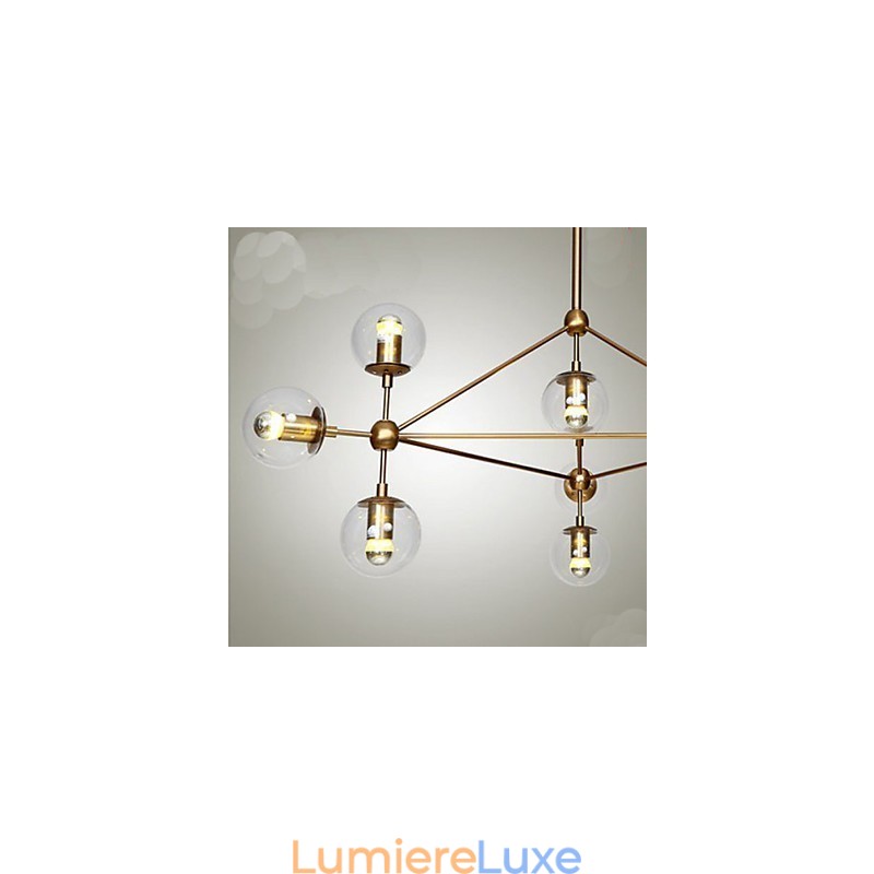 Lustre Golden Beans à 10 lumières avec abat-jour en verre