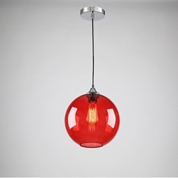 Suspension moderne en verre au design rond et rouge