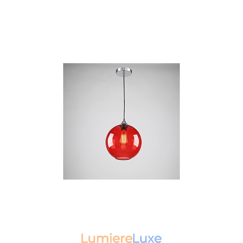 Suspension moderne en verre au design rond et rouge