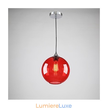 Suspension moderne en verre au design rond et rouge Suspension moderne en verre au design rond et rouge