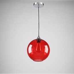 Suspension moderne en verre au design rond et rouge