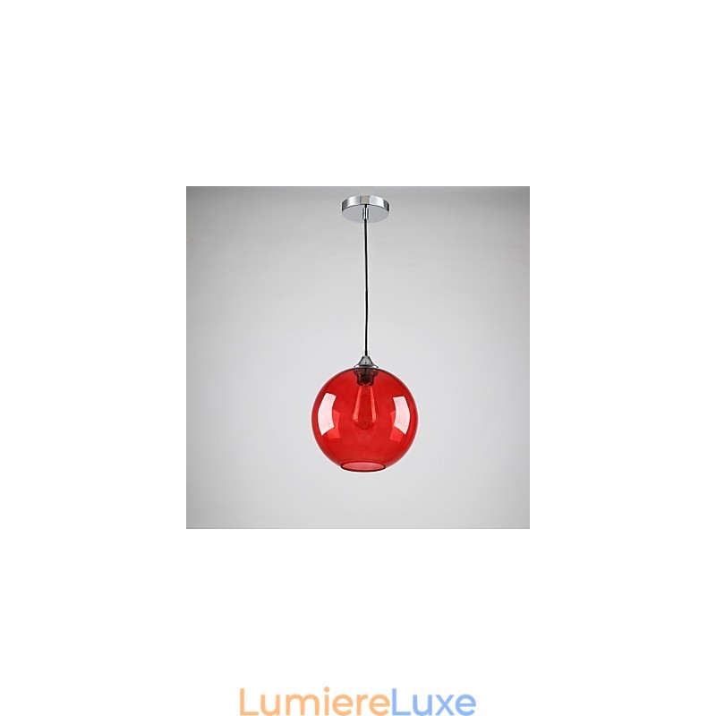 Suspension moderne en verre au design rond et rouge