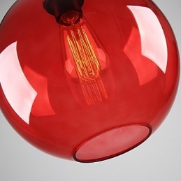 Suspension moderne en verre au design rond et rouge