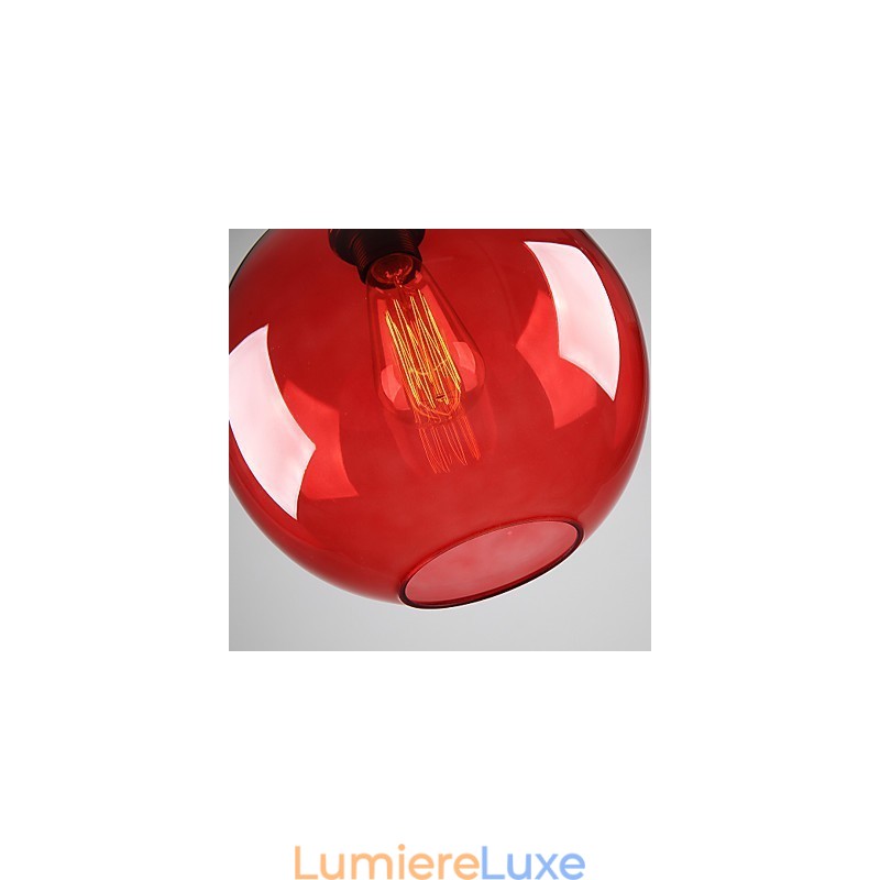 Suspension moderne en verre au design rond et rouge