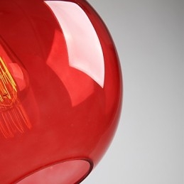 Suspension moderne en verre au design rond et rouge