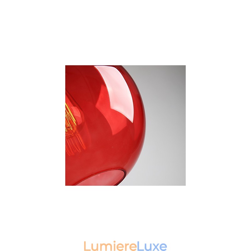Suspension moderne en verre au design rond et rouge