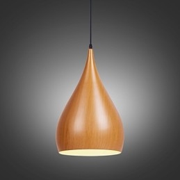 Lampe suspendue rétro en métal grain de bois pour café