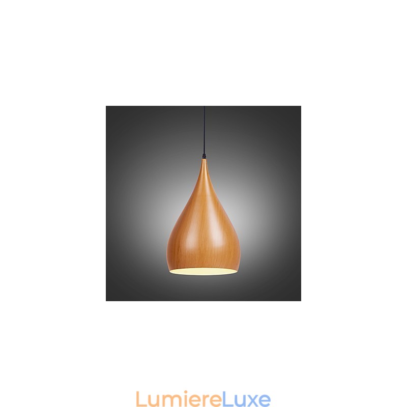 Lampe suspendue rétro en métal grain de bois pour café