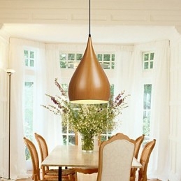 Lampe suspendue rétro en métal grain de bois pour café