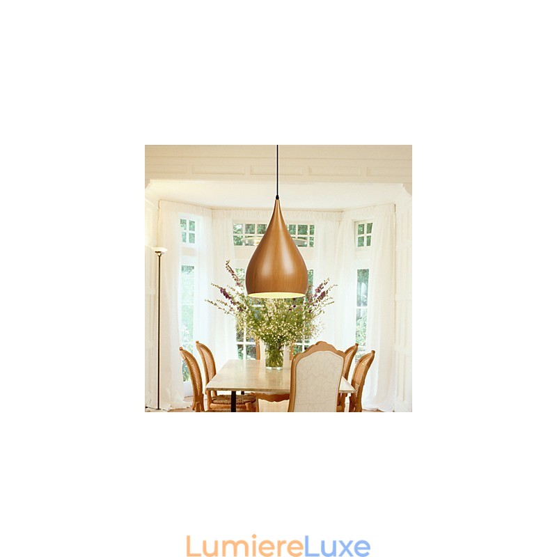 Lampe suspendue rétro en métal grain de bois pour café
