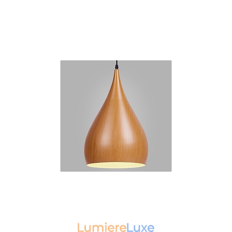 Lampe suspendue rétro en métal grain de bois pour café