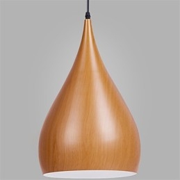 Lampe suspendue rétro en métal grain de bois pour café