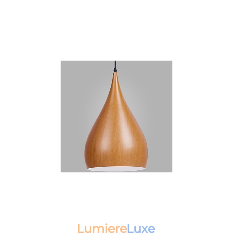 Lampe suspendue rétro en métal grain de bois pour café