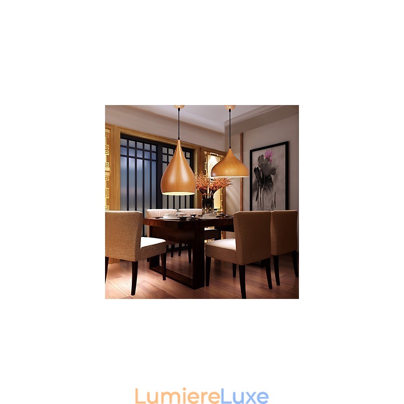 Lampe suspendue rétro en métal grain de bois pour café