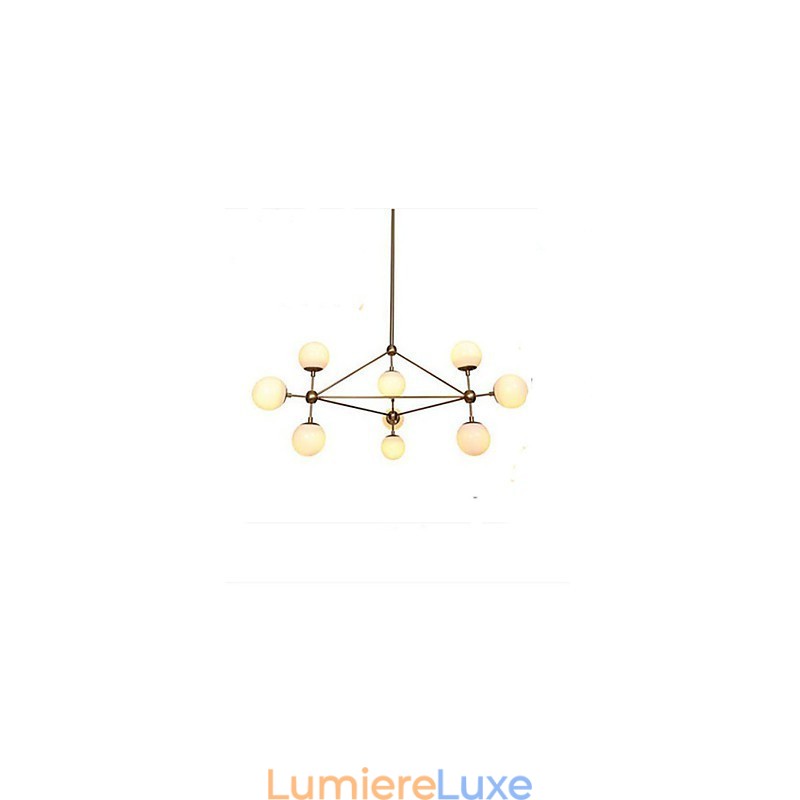 Lustre Golden Beans à 10 lumières avec abat-jour en verre