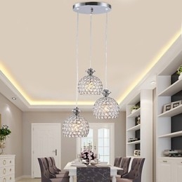 Suspension contemporaine moderne en cristal à 3 têtes