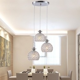 Suspension contemporaine moderne en cristal à 3 têtes