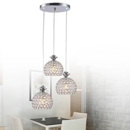 Suspension contemporaine moderne en cristal à 3 têtes