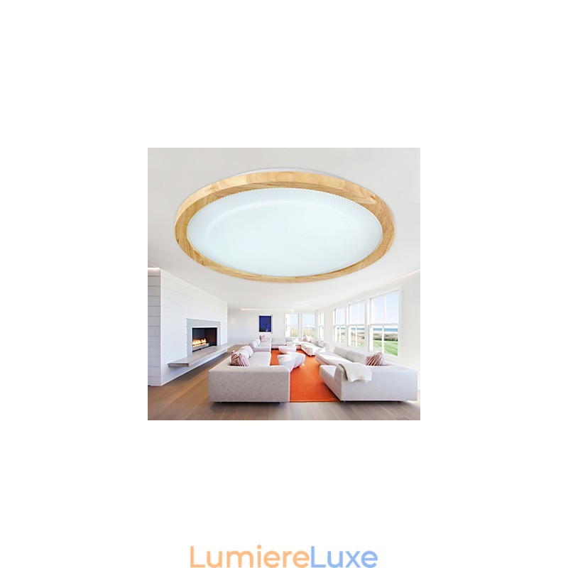 Suspension moderne contemporaine en bois et bambou de style campagnard