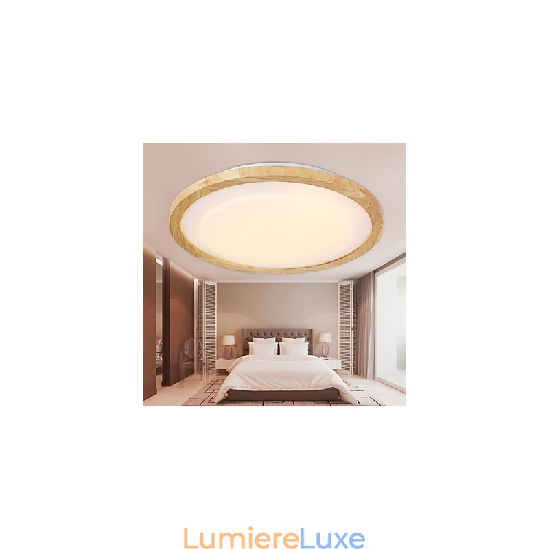 Suspension moderne contemporaine en bois et bambou de style campagnard