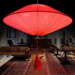 Lampe suspendue en tissu marin moderne en forme de feuille de lotus, lanterne rouge